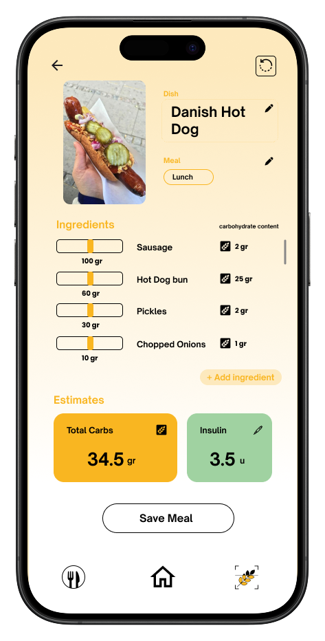 Meal result screen